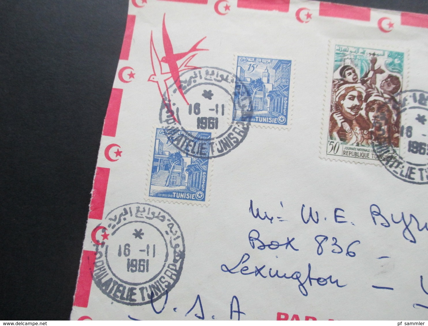 Tunesien 1961 Luftpost / Air Mail Nach Lexington USA Gesendet. Schöne MiF - Tunesië (1956-...)