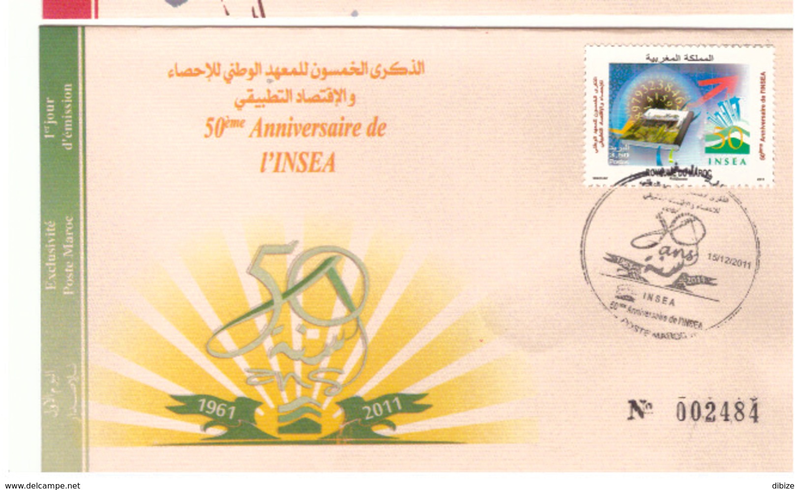 Maroc FDC Avec Timbre 1624 De 2011, 50ème Anniversaire De L'INSEA - Maroc (1956-...)