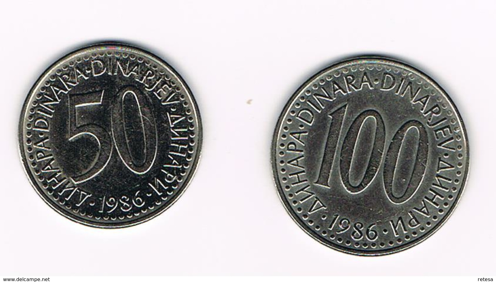 JOEGOSLAVIE  50 + 100  DINARA  1986 - Yougoslavie