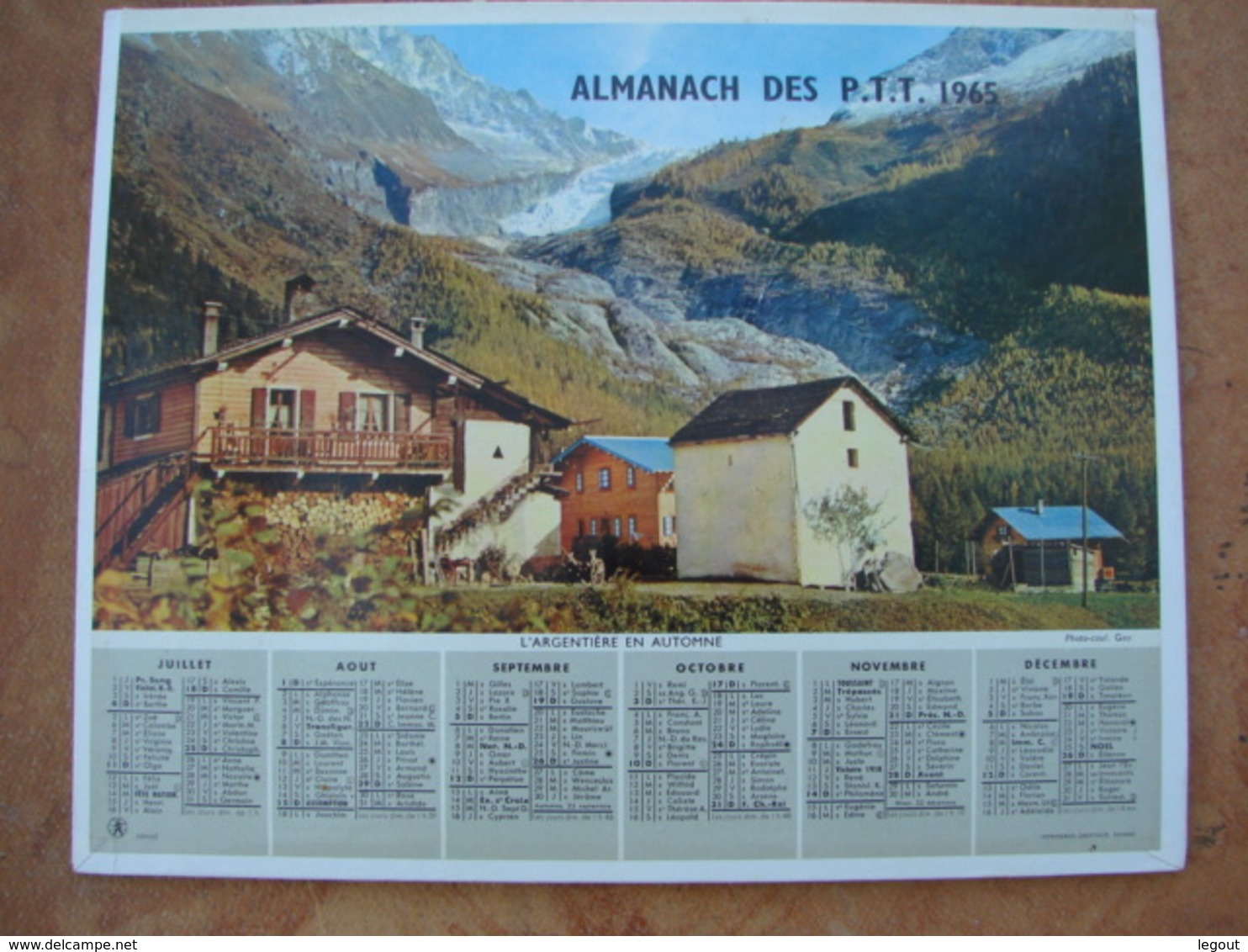 CALENDRIER DES PTT 1965 - Feuillets Avec Cartes & Horaires Pornic & L'Argentière En Automne - Kleinformat : 1961-70