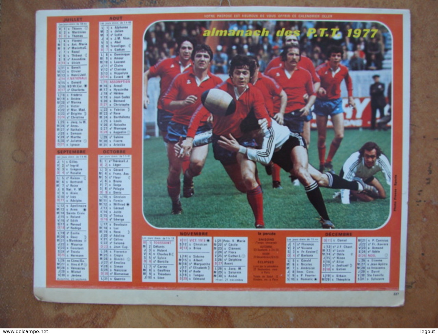 CALENDRIER DES PTT 1977 - Feuillets Avec Cartes & Horaires Foot & Rugby - Ille & Vilaine - Petit Format : 1971-80