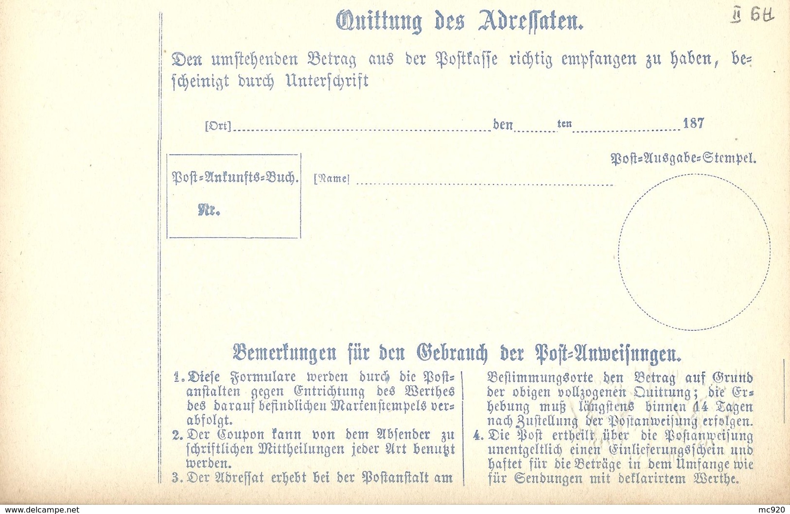 Bavière Bayern Entier Postal, Ganzsachen, Postal Stationery Mandat Post-Anweisung - Andere & Zonder Classificatie