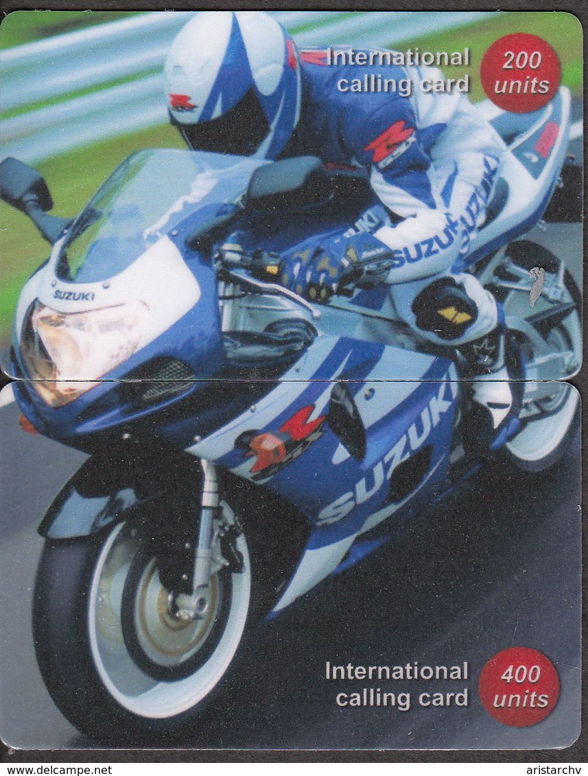 MOTORCYCLE KAWASAKI SUZUKI 3 PUZZLE OF 6 PHONE CARDS - Moto