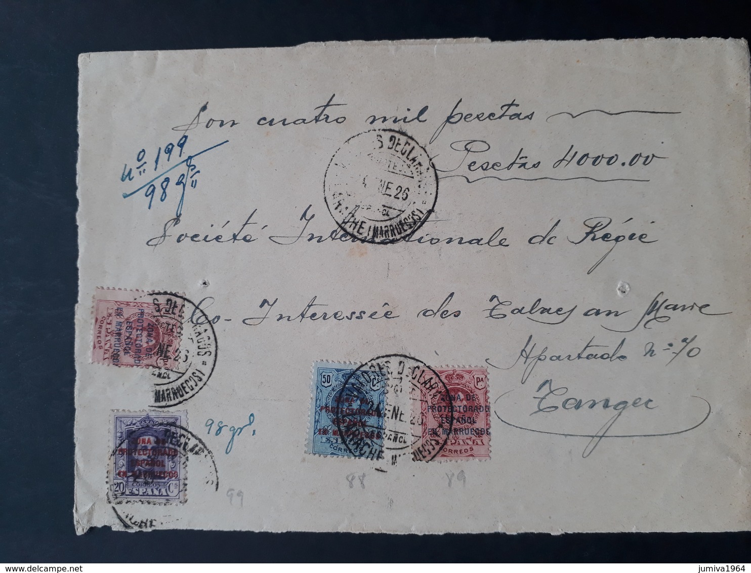 Maroc Espagnol - Marruecos - 1926 - Devant De Lettre Recommandée - Chargée Larache à Tanger - RARO - Maroc Espagnol