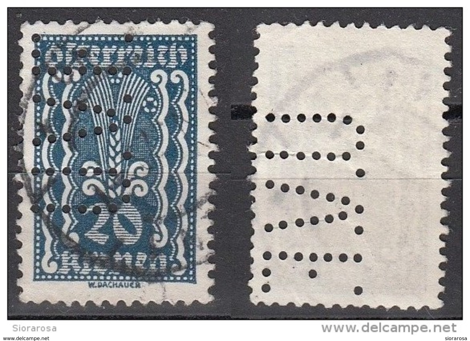 Austria 1922 Sc. 260 Simbolo Dell ' Agricoltura - Perforè Perfin Perforato " U.V.F. " Osterreich - Perfins