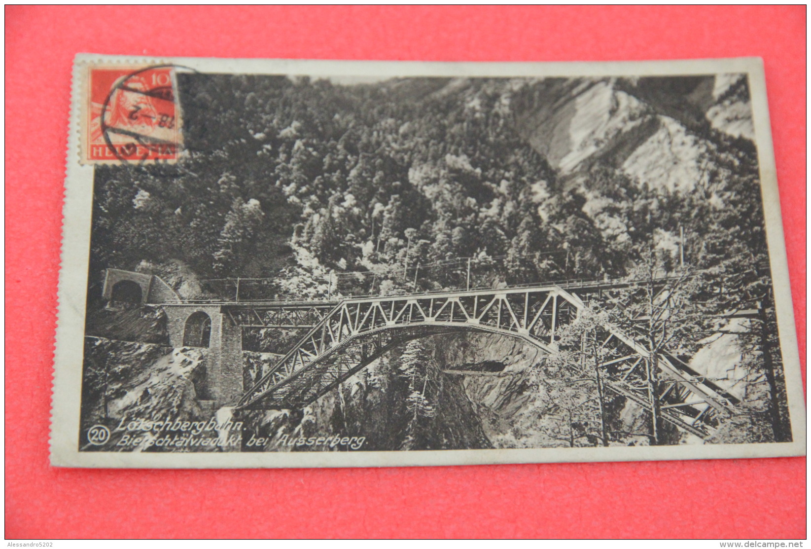 Valais Loetschberg Lotsschbergbahn Bei Ausserberg  1918 + Timbre Brig - Ausserberg