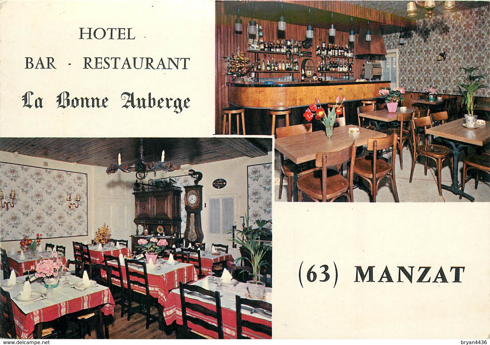 63 - MANZAT - PUY DE DOME - BAR RESTAURANT ** LA BONNE AUBERGE ** - VOIR SCANS - Manzat