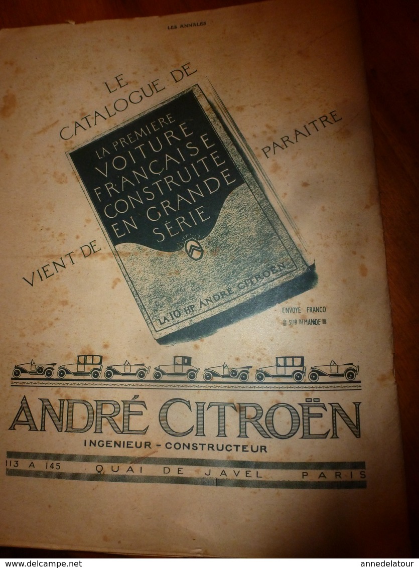 1919  LES ANNALES: Pub L'HIVER en SUISSE; Famille héroîque des GARIBALDI;Chanson NOËL de METZ;L'oeuvre de RENOIR;etc