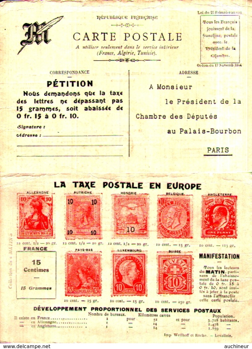 Timbres La Taxe Postale En Europe, Pétition - Stamps (pictures)