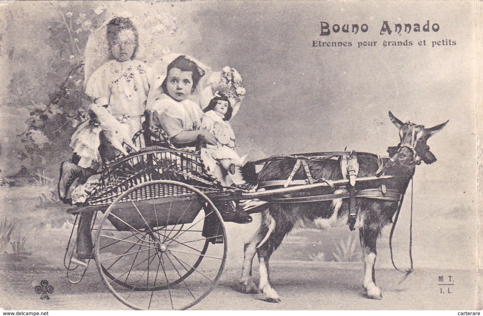 Cpa,1904,bouno Annado,bonne Année ,message De Fraternité,étrennes Pour Grands Et Petits,attelage De Chèvre - New Year