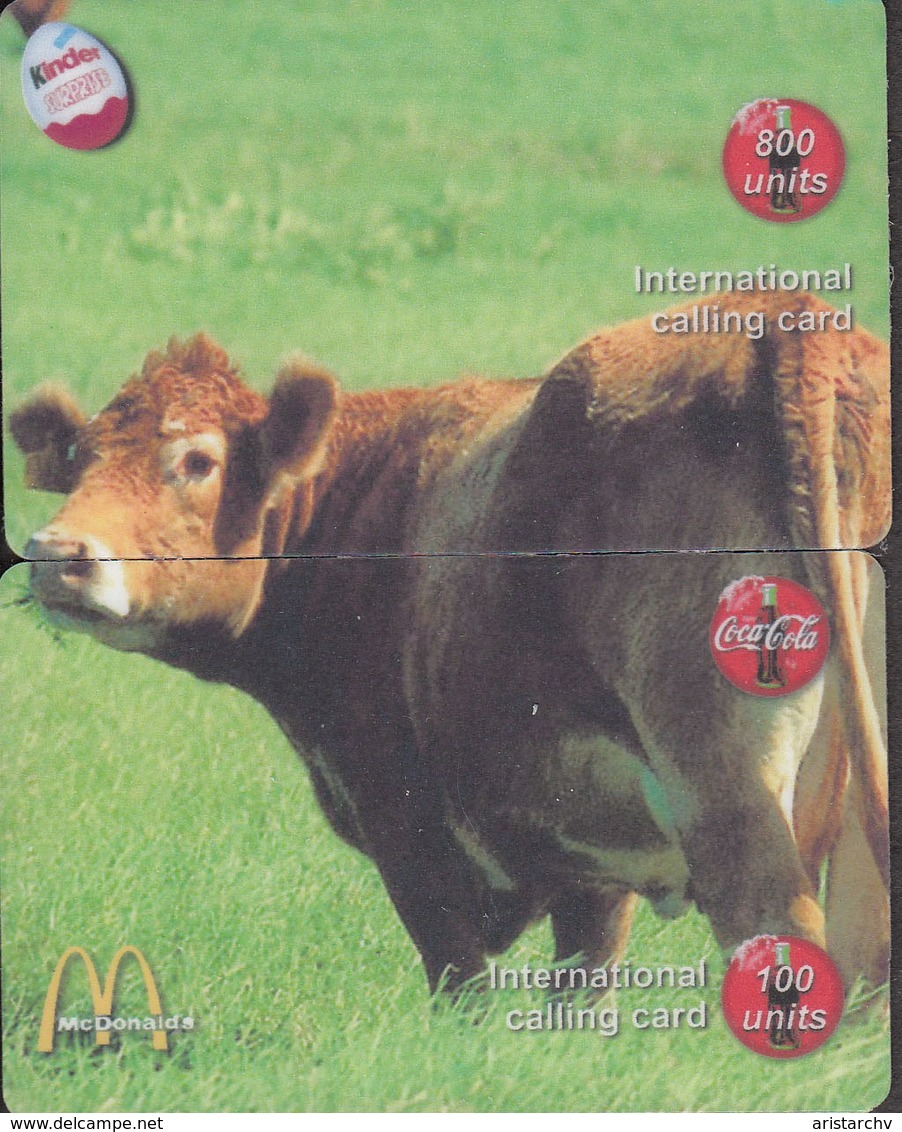 COW PUZZLE OF 2 PHONE CARDS - Cows