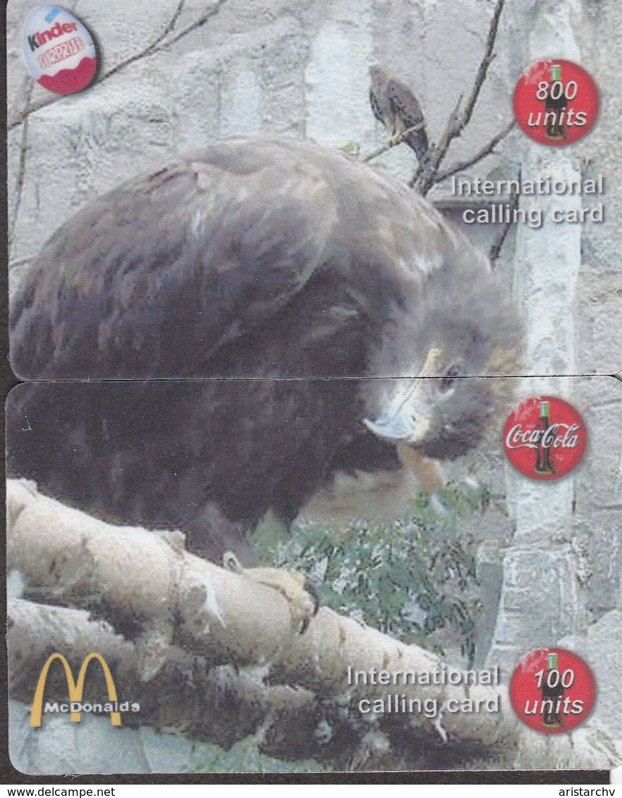 BIRD BUZZARD PUZZLE OF 2 PHONE CARDS - Águilas & Aves De Presa