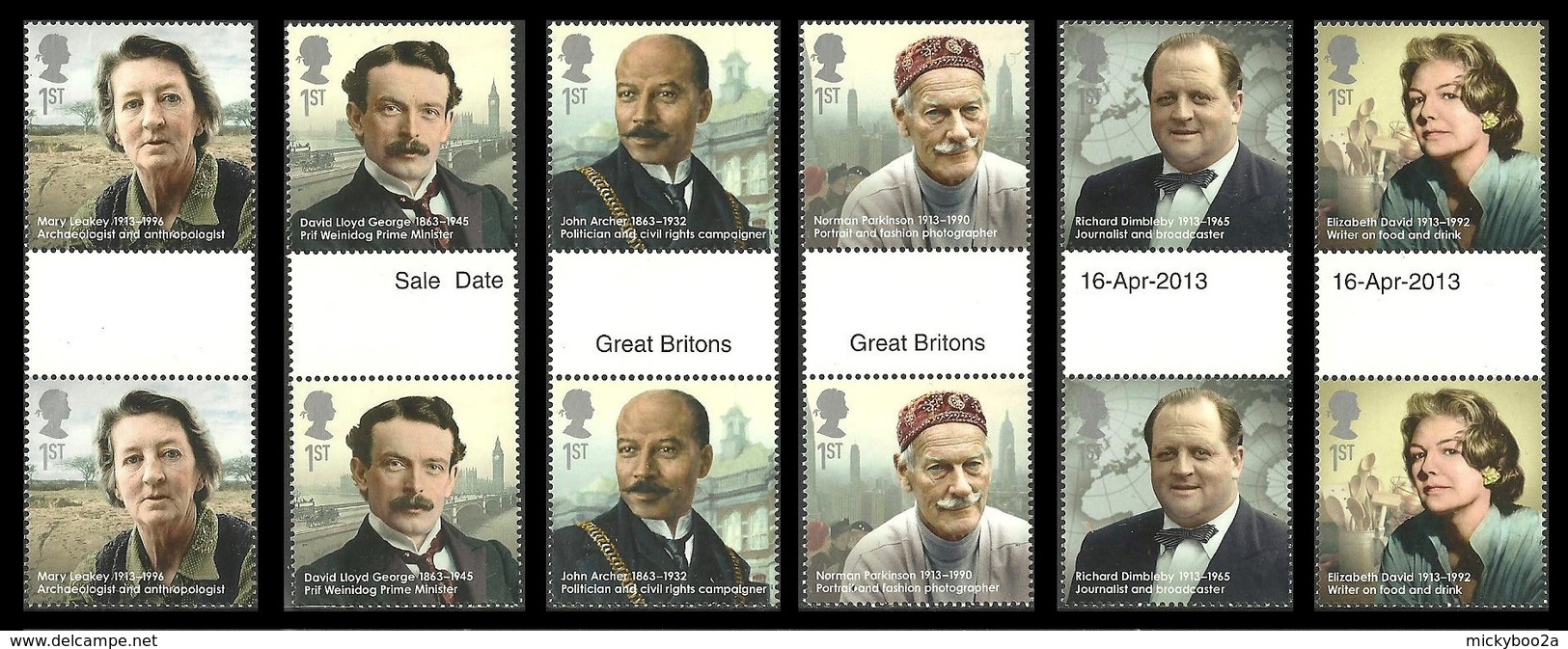 GB 2013 GREAT BRITONS PETER CUSHING VIVIAN LEIGH BRITTEN LLOYD GEORGE SET MNH - Unused Stamps