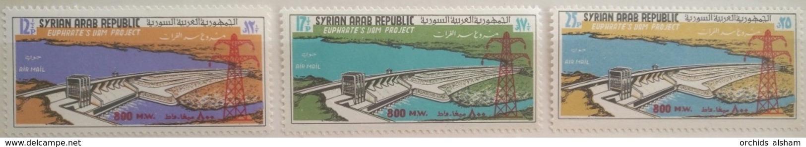 X3 - Syria 1968 SG 979-981 Cplte Set 3v. MNH - Euphrates River Dam Project - Syria