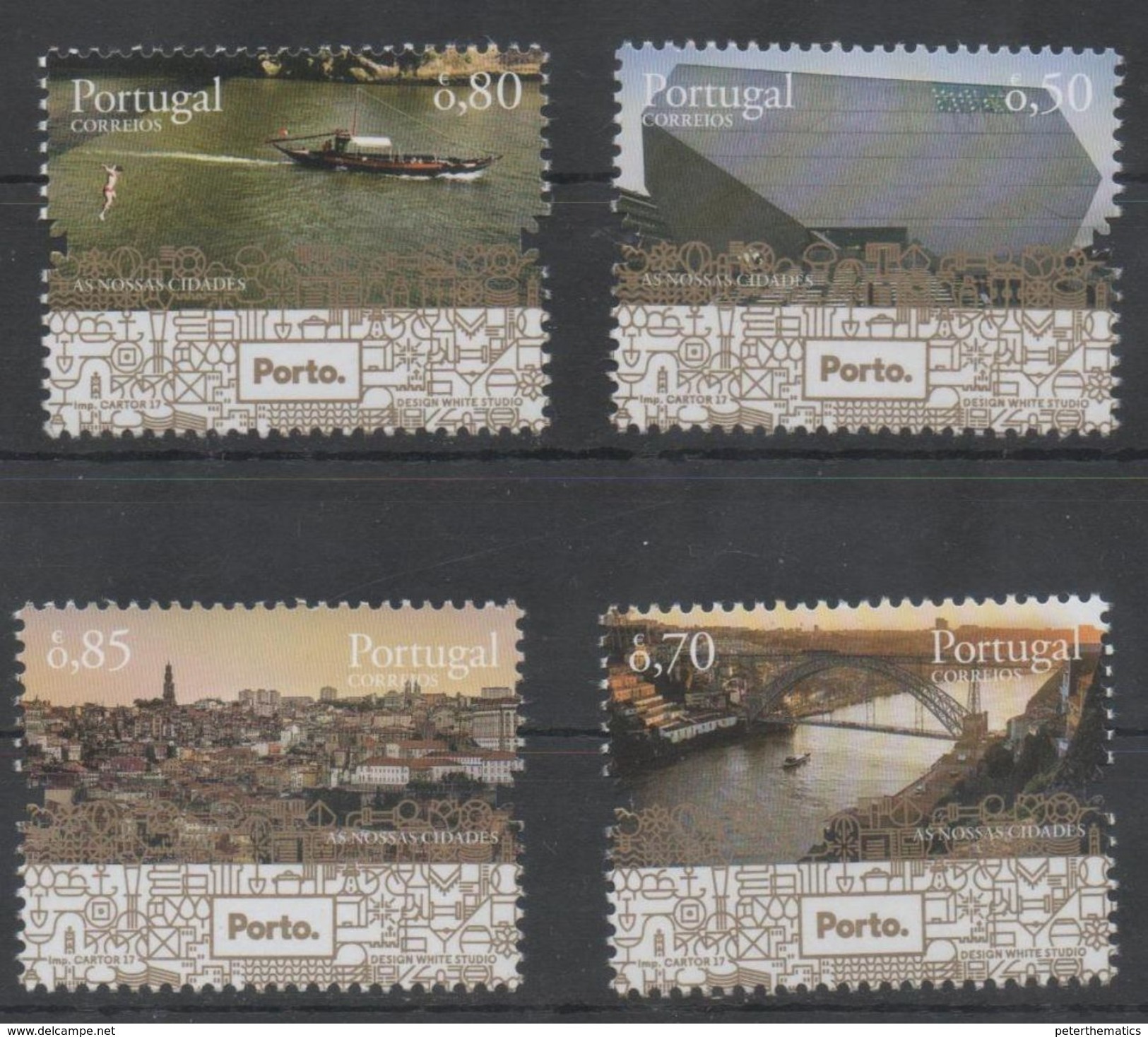 PORTUGAL , 2017, MNH, OUR CITIES, PORTO, BRIDGES, BOATS,  RIVERS, 4v - Bridges