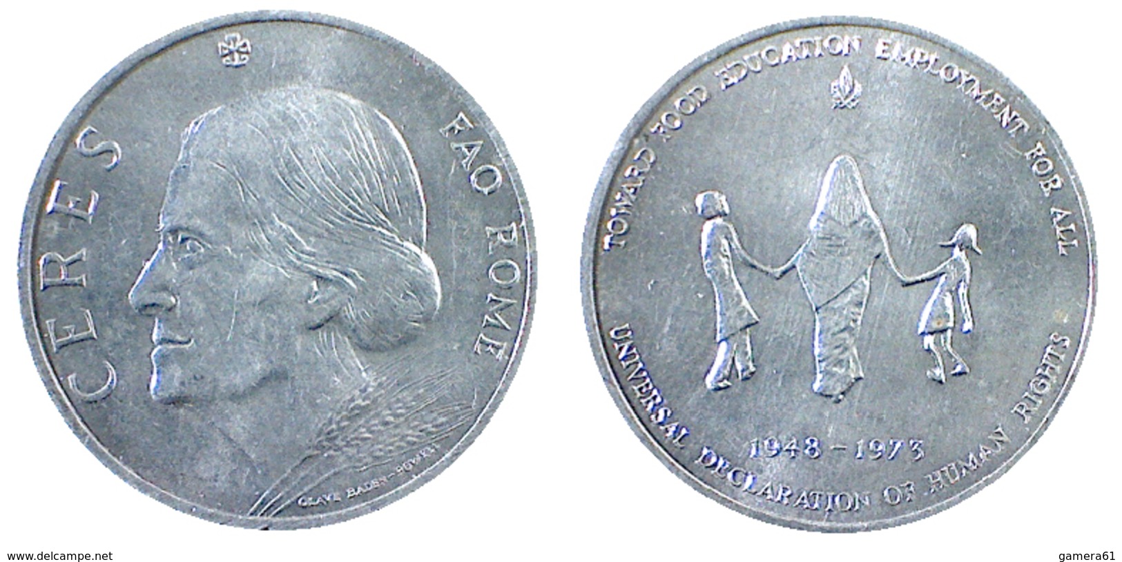 00503 GETTONE JETON TOKEN FAO COIN CERES 1948-1973 UNIVERSAL DECLARATION OF HUMAN RIGHTS - Other & Unclassified