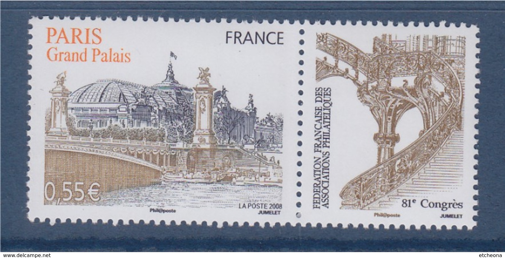 81è Congrès De La Fédération FAP Le Grand Palais N°4215 Neuf Gommé +vignette Le Pont Alexandre III à Paris - Neufs