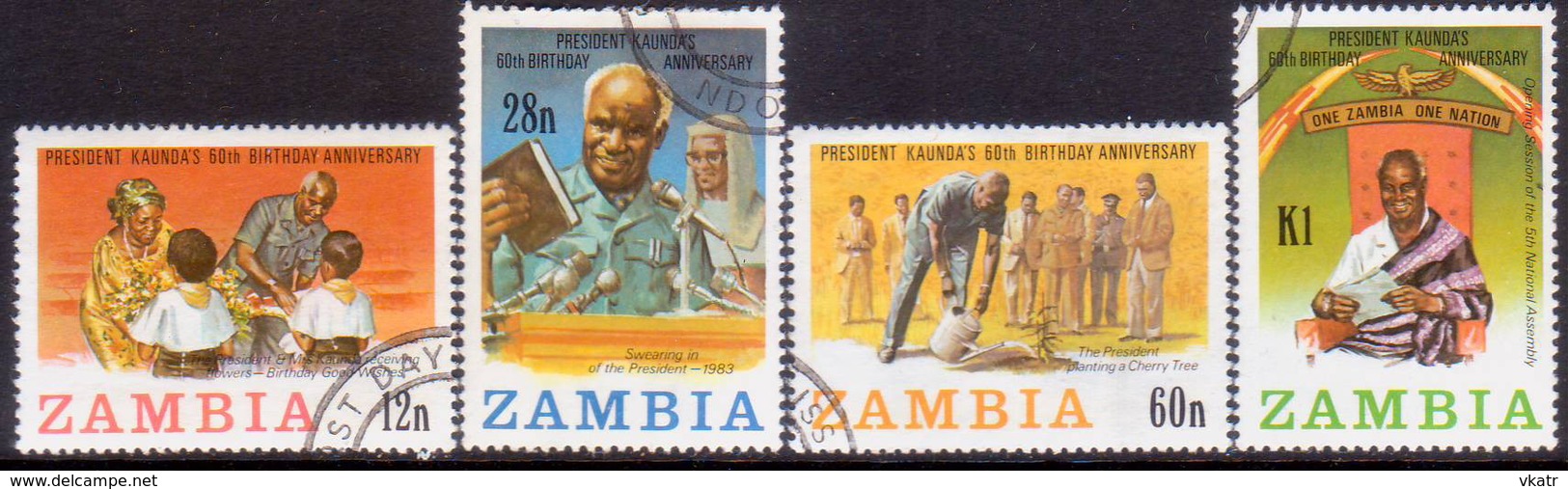 ZAMBIA 1984 SG #404-07 Compl.set Used 60th Birthday Of President Kaunda - Zambia (1965-...)