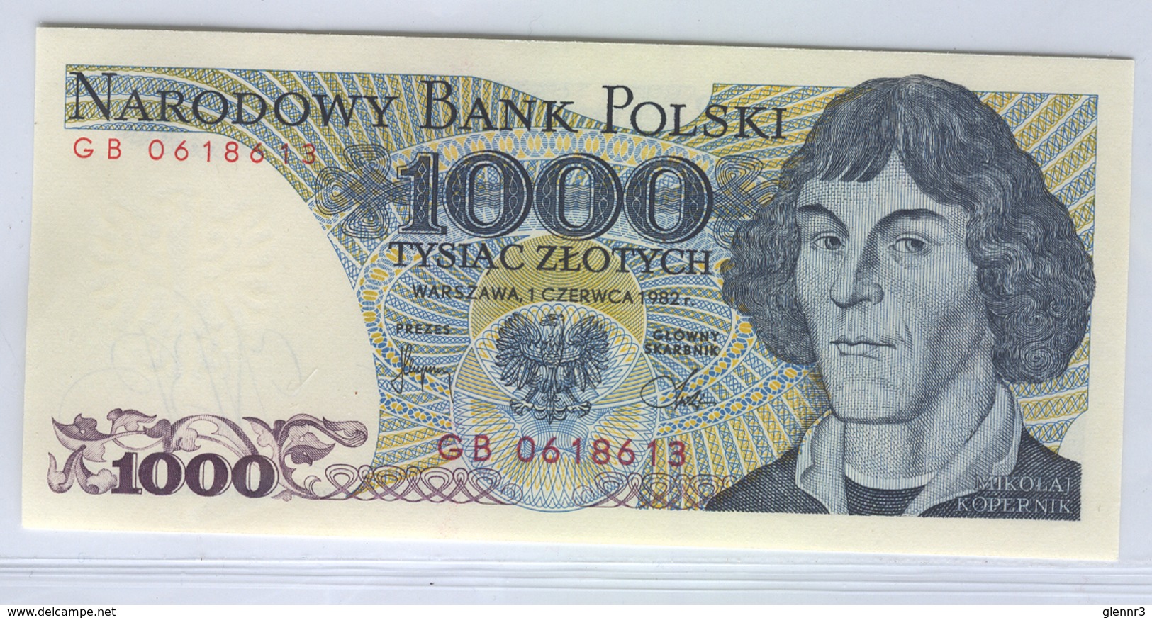 POLAND 146c 1982 1000  Zlotych Copernicus UNC - Polen