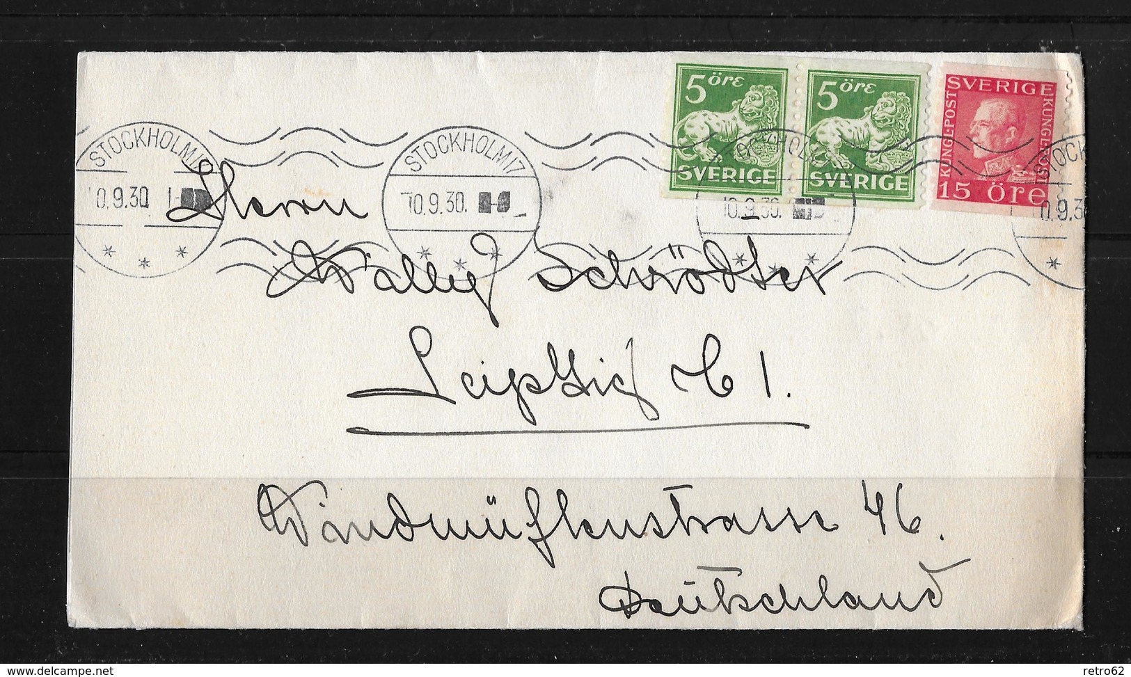 1930 Letter From Stockholm To Leipzig / German - Lettres & Documents