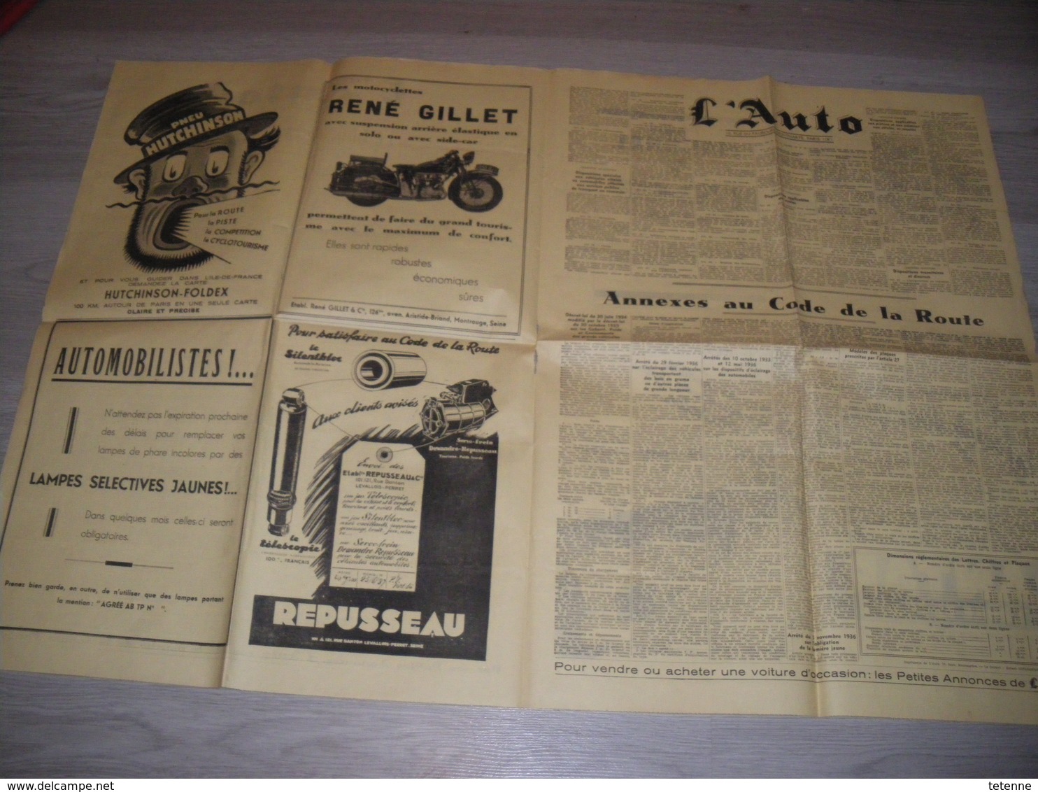 Journal  L'AUTO Le Code De La Route Du 1 Mars 1938 Pub Moto Rene Gillet. Hutchinson.  Bougie MARCHAL. ANTAR .MICHELIN - Autres & Non Classés