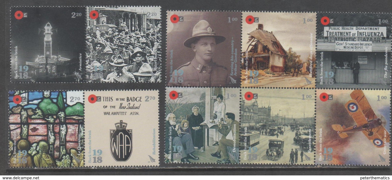 NEW ZEALAND ,2018, MNH, WWI, BACK FROM THE BRINK, PLANES, SOLDIERS,  8v - WW1