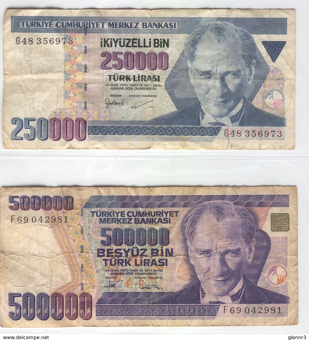 TURKEY 207-208 1990 250000-500000 Lirasi Used Lot 1 - Turkey