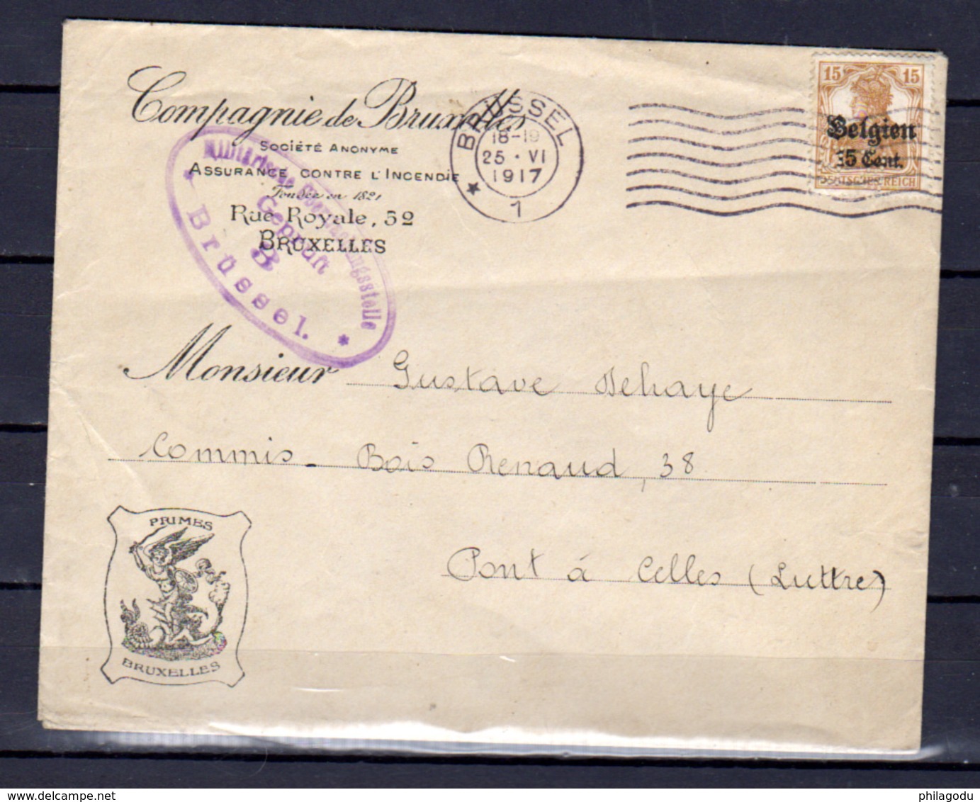 1916    Belgique, Occupation Allemande, OC15 Sur Lettre - OC1/25 Gouvernement Général