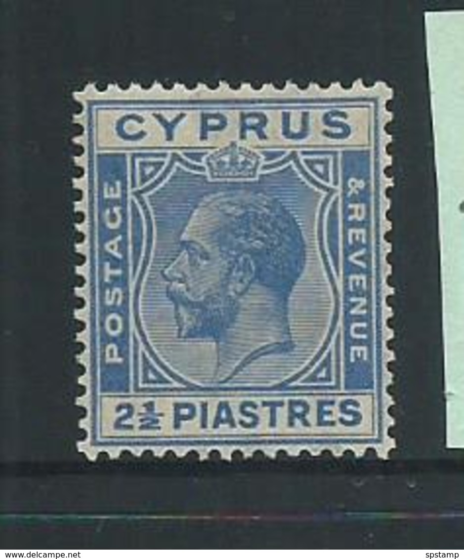 Cyprus 1924 KGV 2 & 1/2 Piastre Blue MLH - Gebruikt