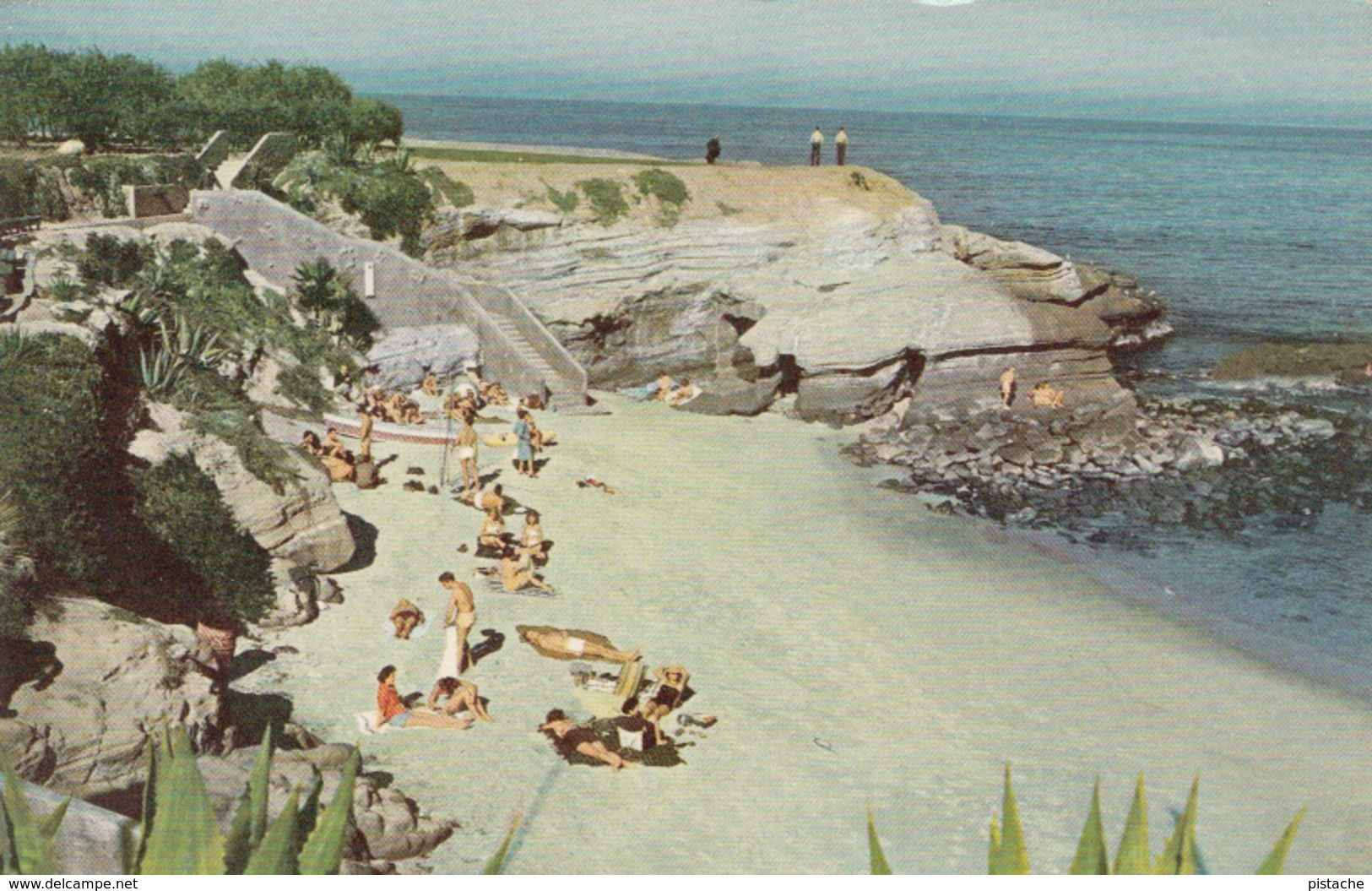 1956 Postcard - La Jolla Beach North Of San Diego California - Waterfront Caves - Swimmers - By Union Oil - 2 Scans - Other & Unclassified