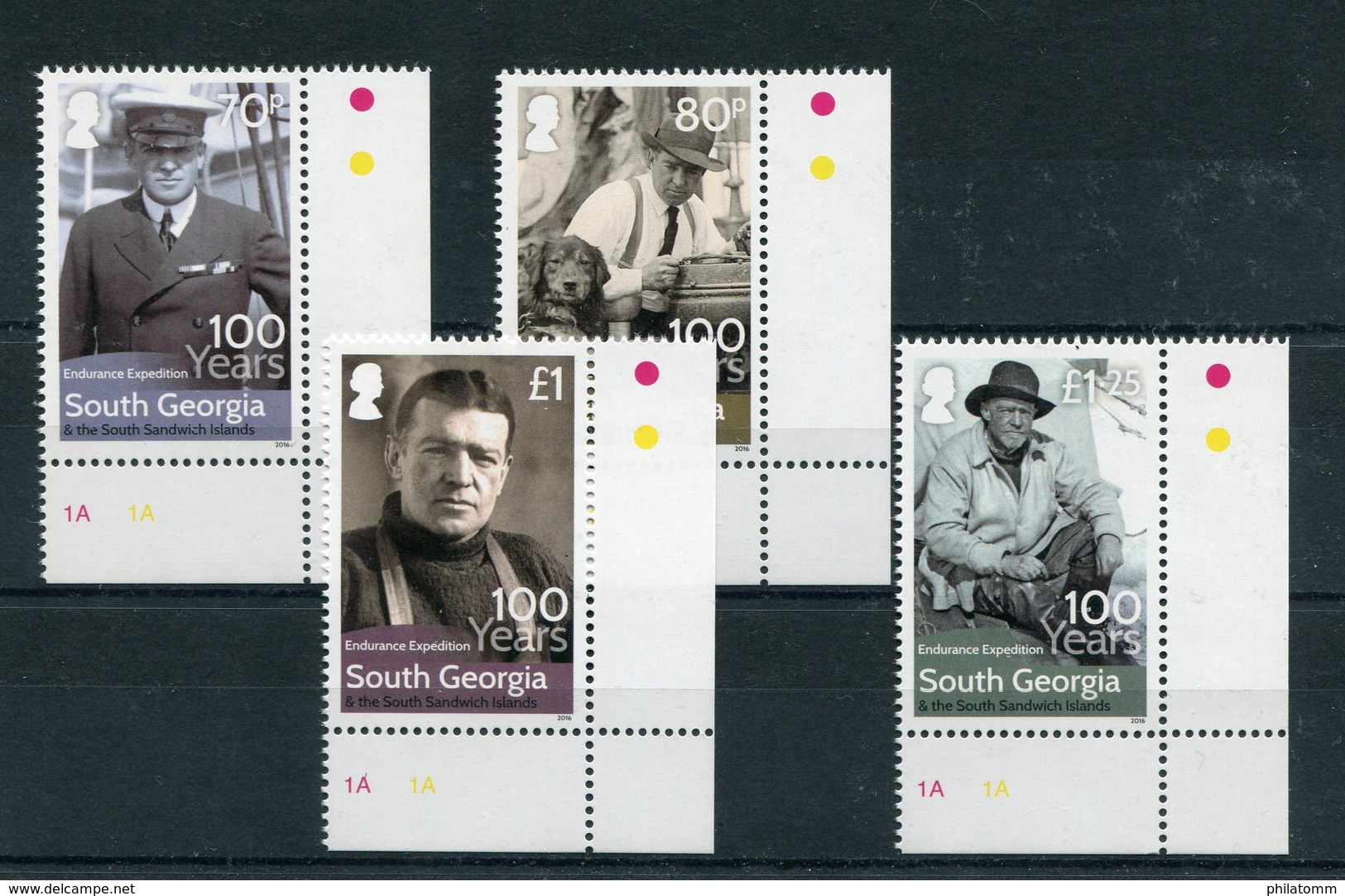 Südgeorgien - Mi.Nr. 678 / 681 - "100. Jahrestag Shackleton-Expedition" ** / MNH (Eckrandsatz) - Südgeorgien