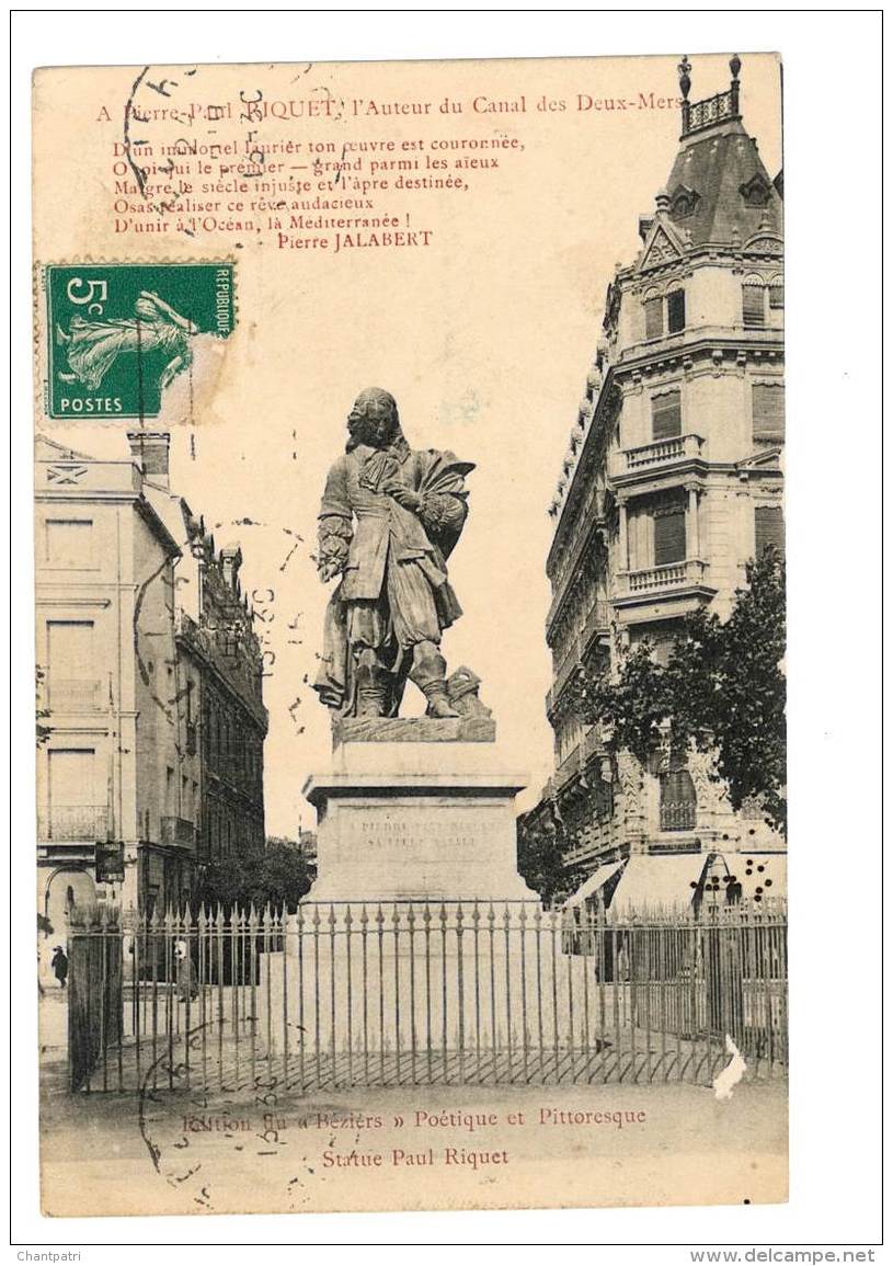 Edition Du Béziers Poétique Et Pittoresque - Statue Paul Riquet - 64 - Beziers
