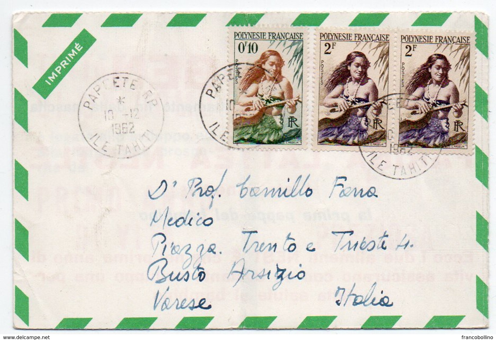 COVER DEAR DOCTOR TYPE PUBL. NESTOGEN / NESTLE'- POLYNESIE FRANCAISE - 1962 - Storia Postale