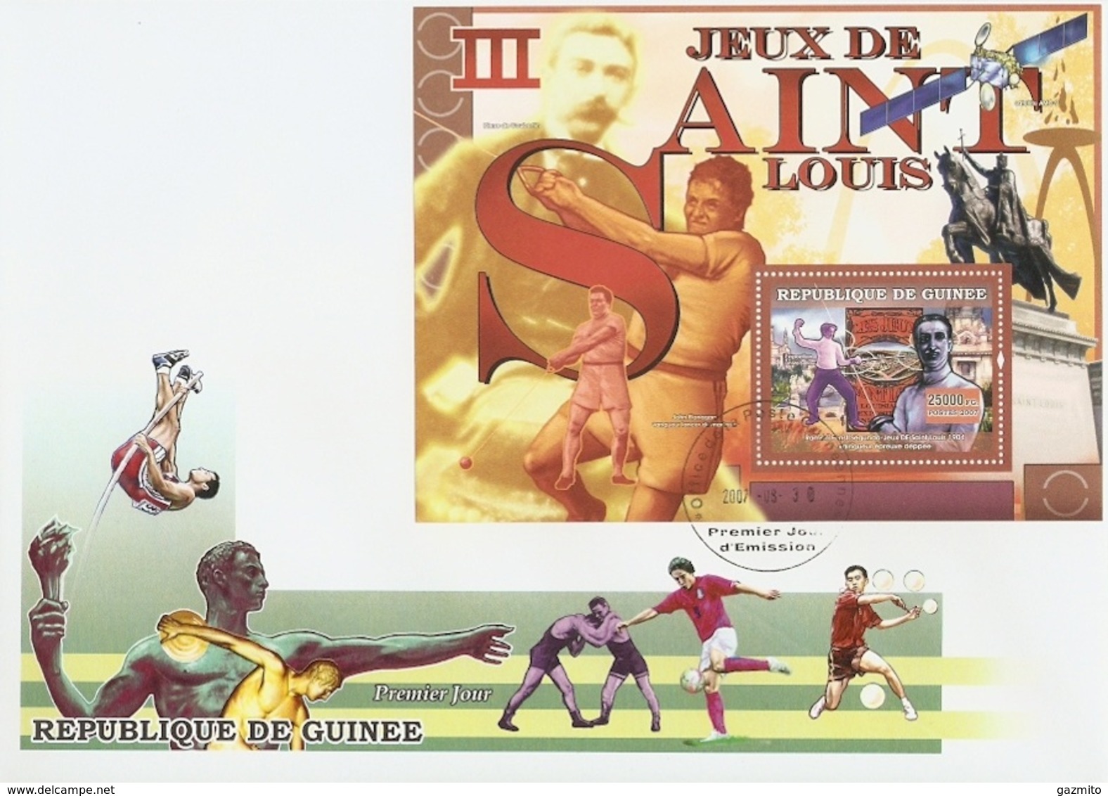 Guinea 2007, Olympic Games 1 In S. Louis, Athletic, De Cubertin, BF In FDC - Estate 1904: St-Louis