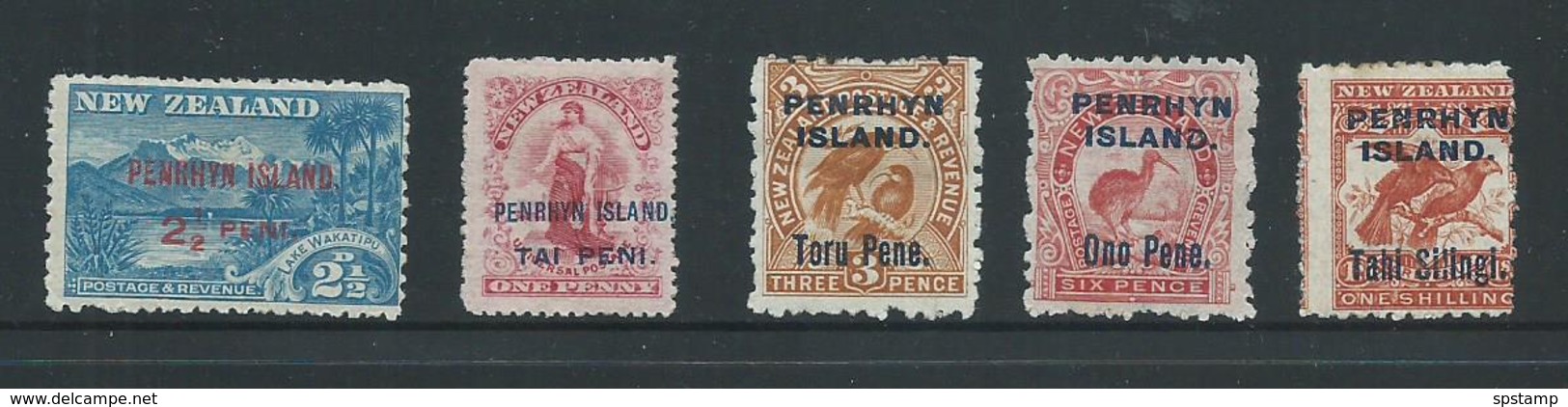 Penrhyn Island 1902 Overprints On NZ 5 Values To 1 Shillings Mint - Penrhyn