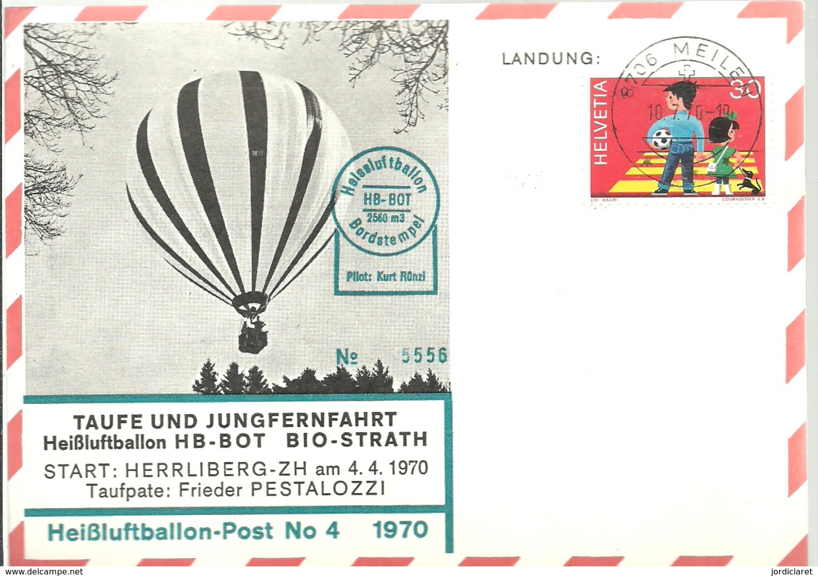 POSTMARKET  SUIZA  1970 - Montgolfier