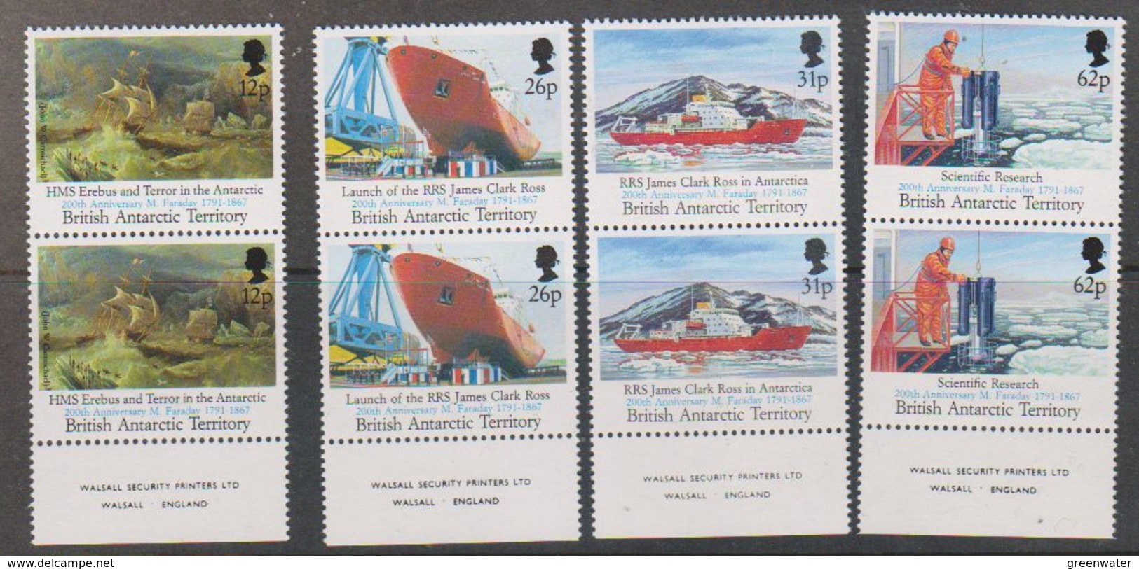 British Antarctic Territory 1991 200th Anniversary M. Faraday 4v (pair) ** Mnh (38827A) - Ungebraucht