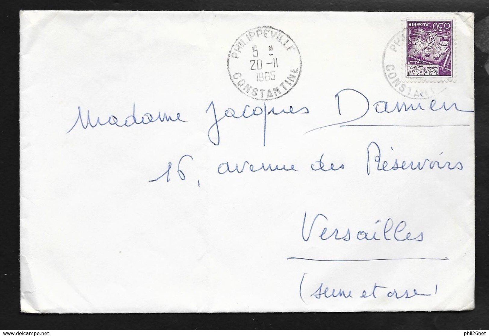 Algérie  Lettre De Philippeville Le 20/11/1965 Pour Versailles Avec Le N°394  B/TB - Algeria (1962-...)