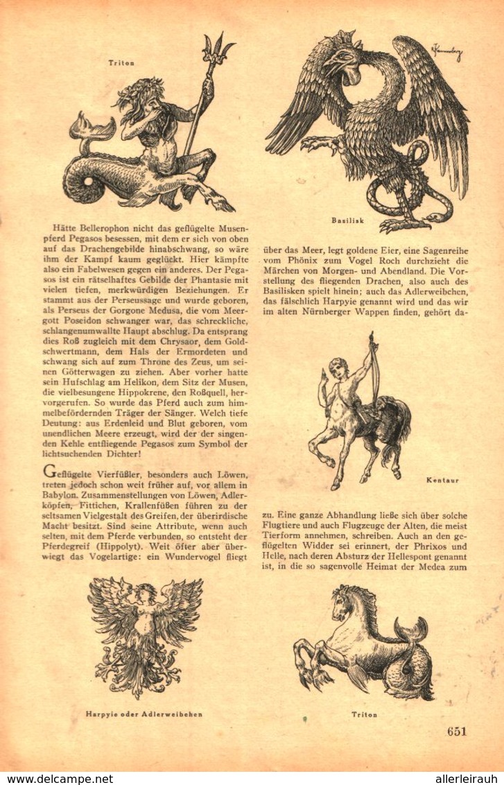 Der Mythische Zoo  / Artikel, Entnommen Aus Zeitschrift /1942 - Empaques