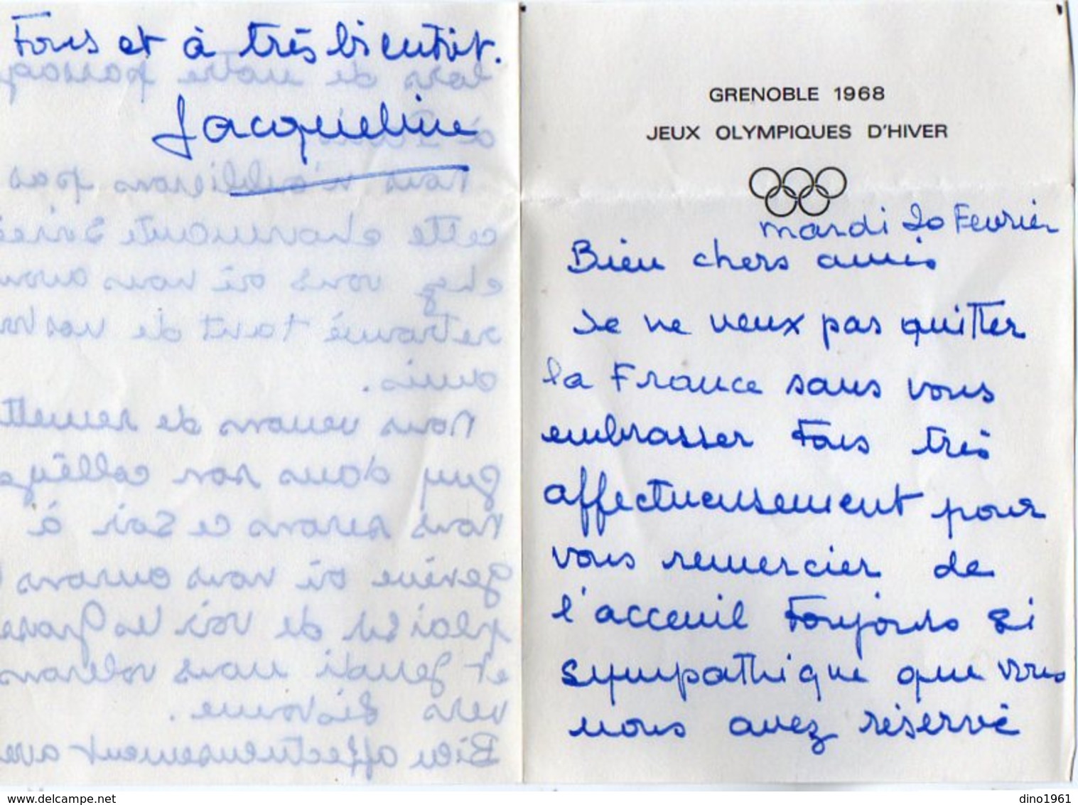 VP12.054 - Lettre - Papier à En - Tête - GRENOBLE 1968 Jeux Olympiques D'Hiver - Sport & Turismo