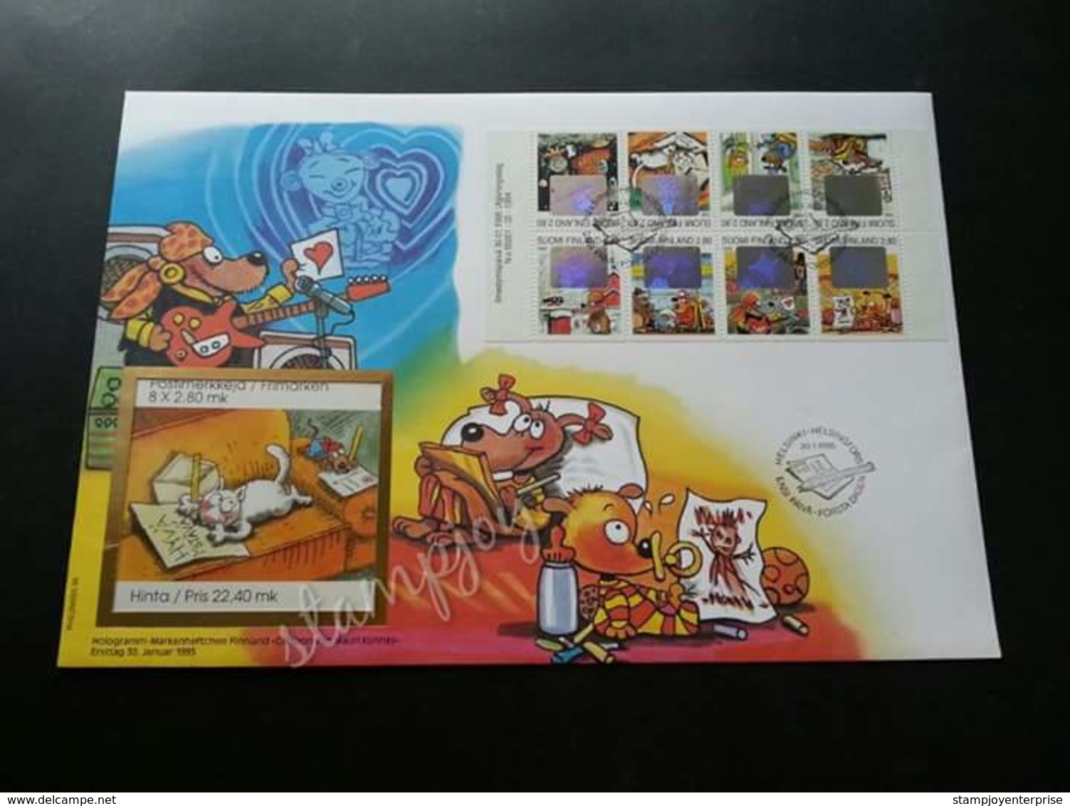 Finland Cartoons 1995 Dog Comic Animation (booklet FDC) *Hologram *rare *unusual - Lettres & Documents