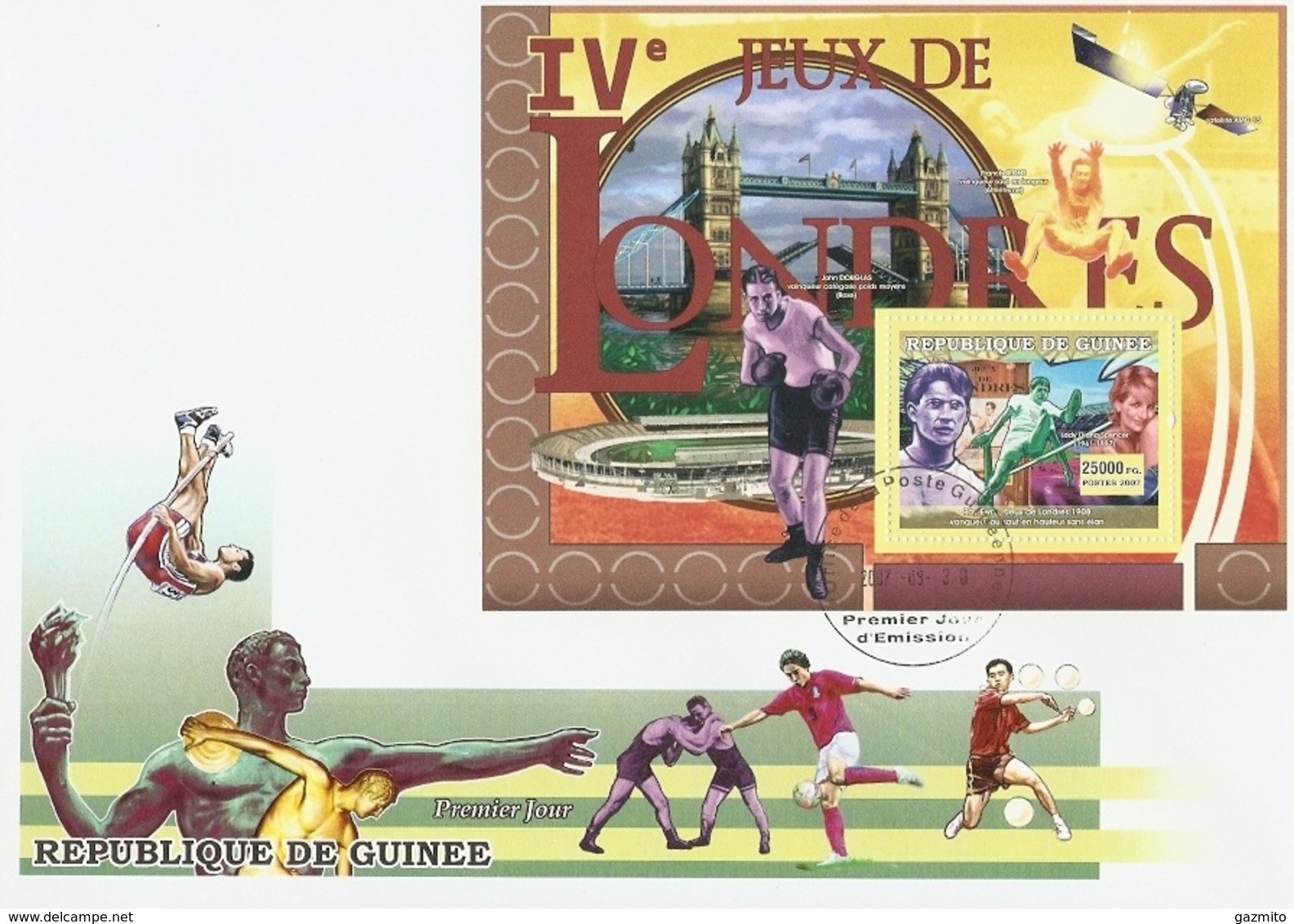 Guinea 2007, Olympic Games 2 In London, Athletic, Boxing, Diana, BF In FDC - Ete 1908: Londres