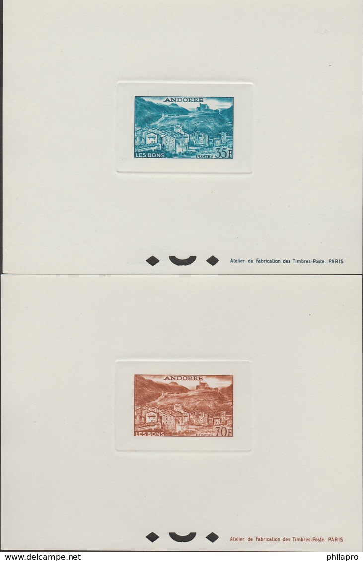 ANDORRE FR.  1955/8  PROOF / EPREUVE  LE HAMEAU DES BONS Yvert N° 150A+152B **MNH     Rèf   3983 K - Neufs