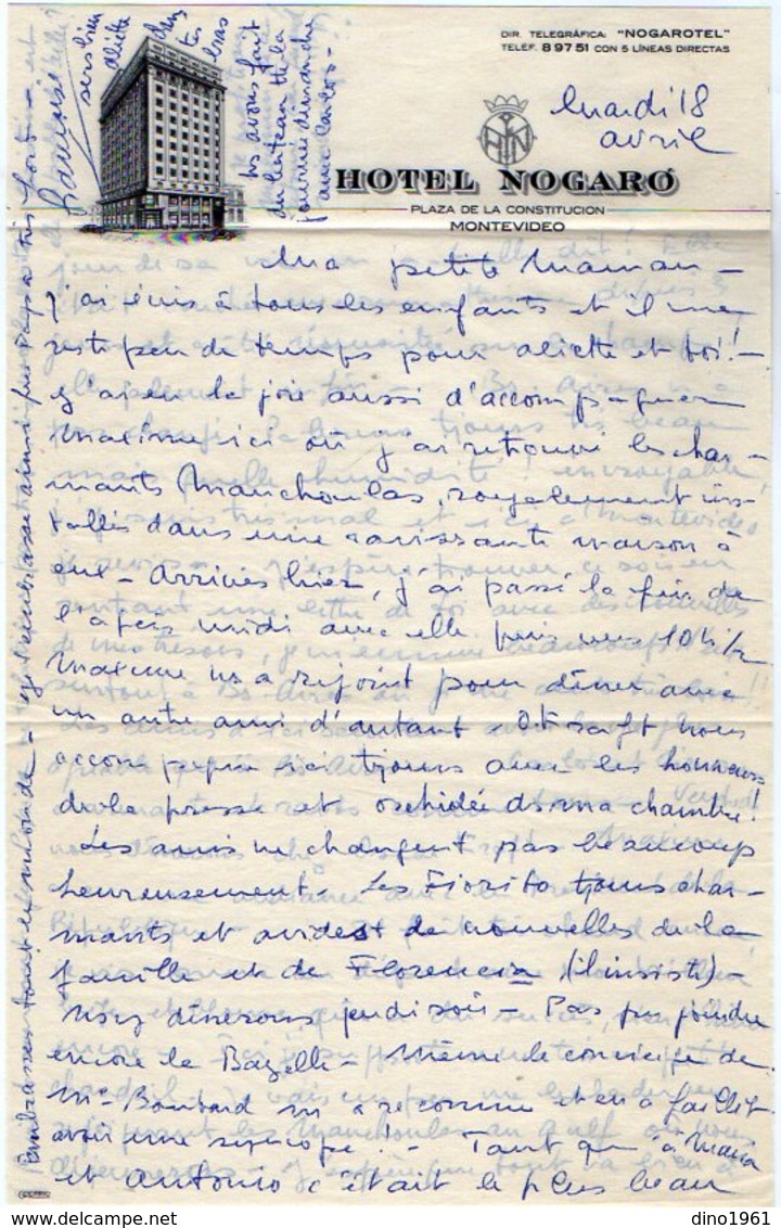 VP12.057 - Lettre Illustrée Hotel NOGARO à MONTEVIDEO ( Uruguay ) - Manuscrits