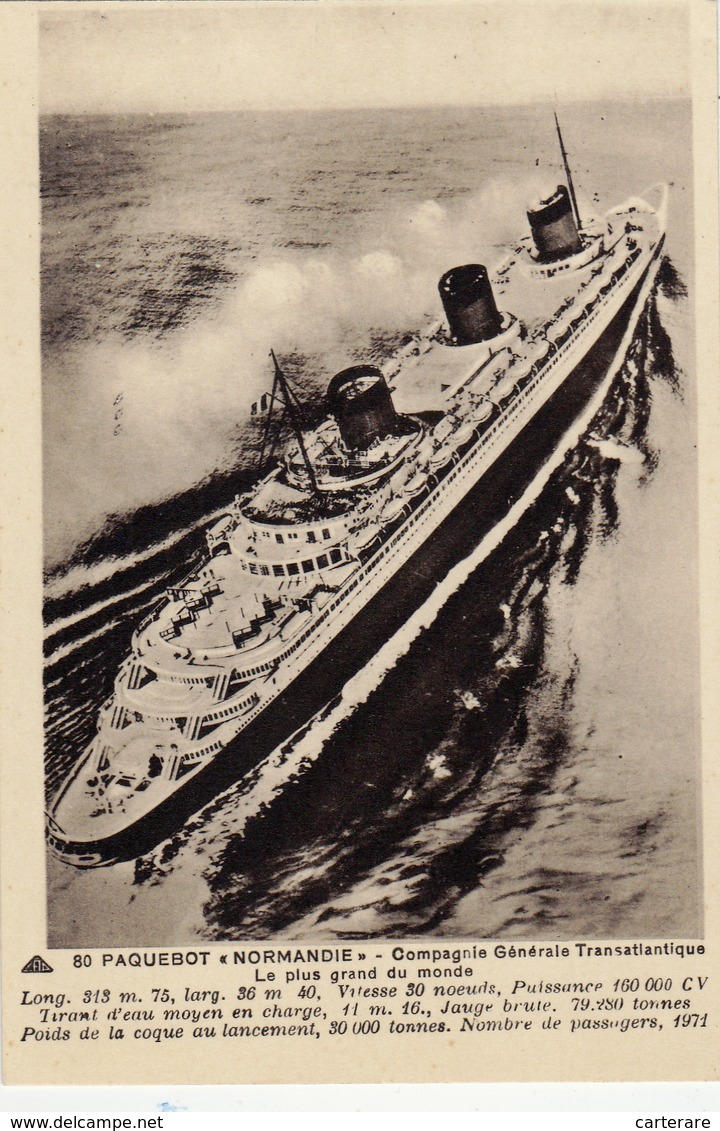 Cpa,PAQUEBOT,NORMANDIE,de   La Compagnie Transatlantique,en Plein Action,photo Desboutin,rare - Passagiersschepen