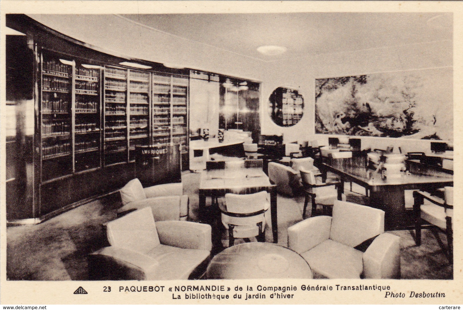 Cpa,PAQUEBOT,NORMANDIE,de   La Compagnie Transatlantique,la Bibliothèque,photo Desboutin,rare - Dampfer