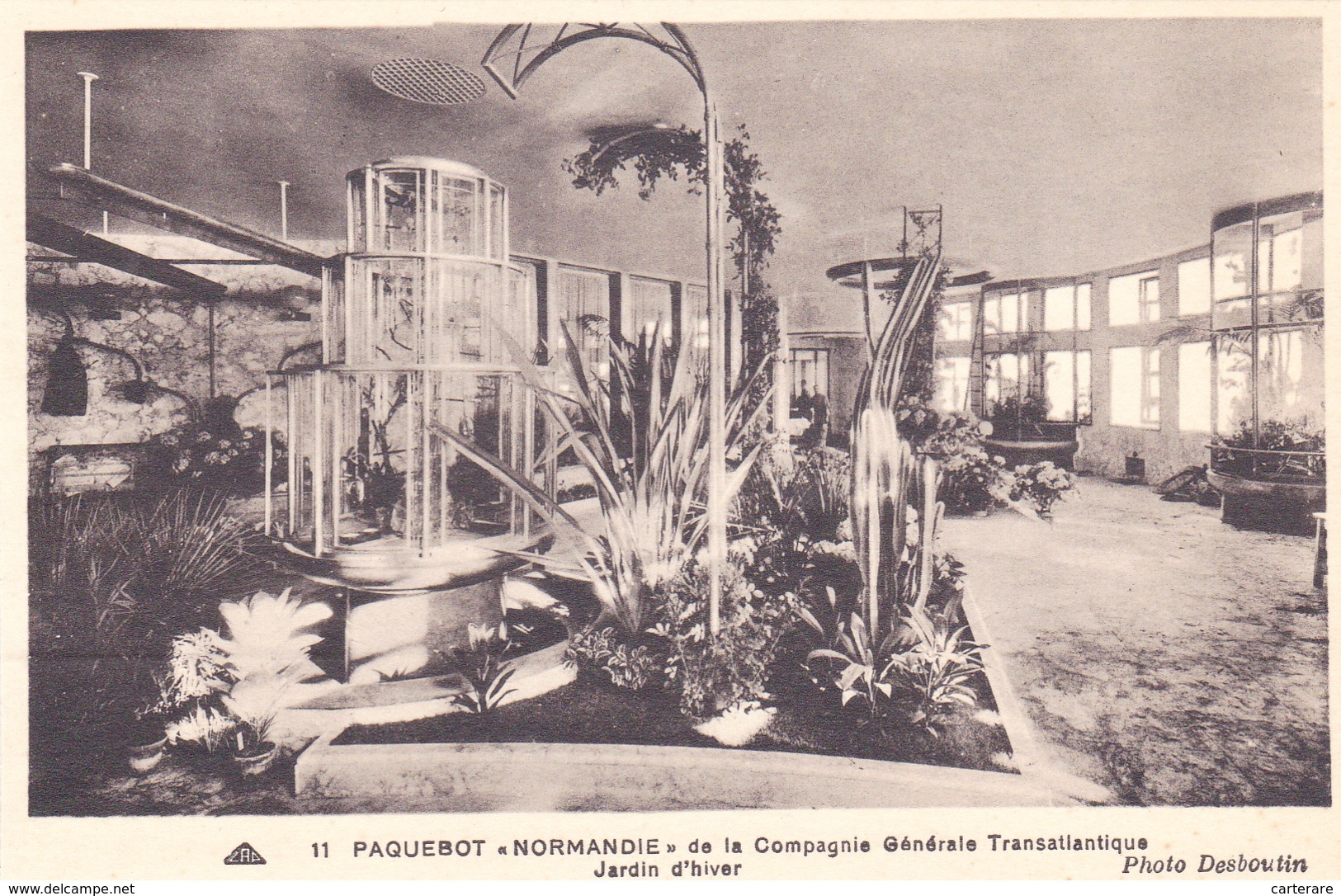 Cpa,PAQUEBOT,NORMANDIE,de La Compagnie Transatlantique,jardin D'hiver,photo Desboutin - Steamers