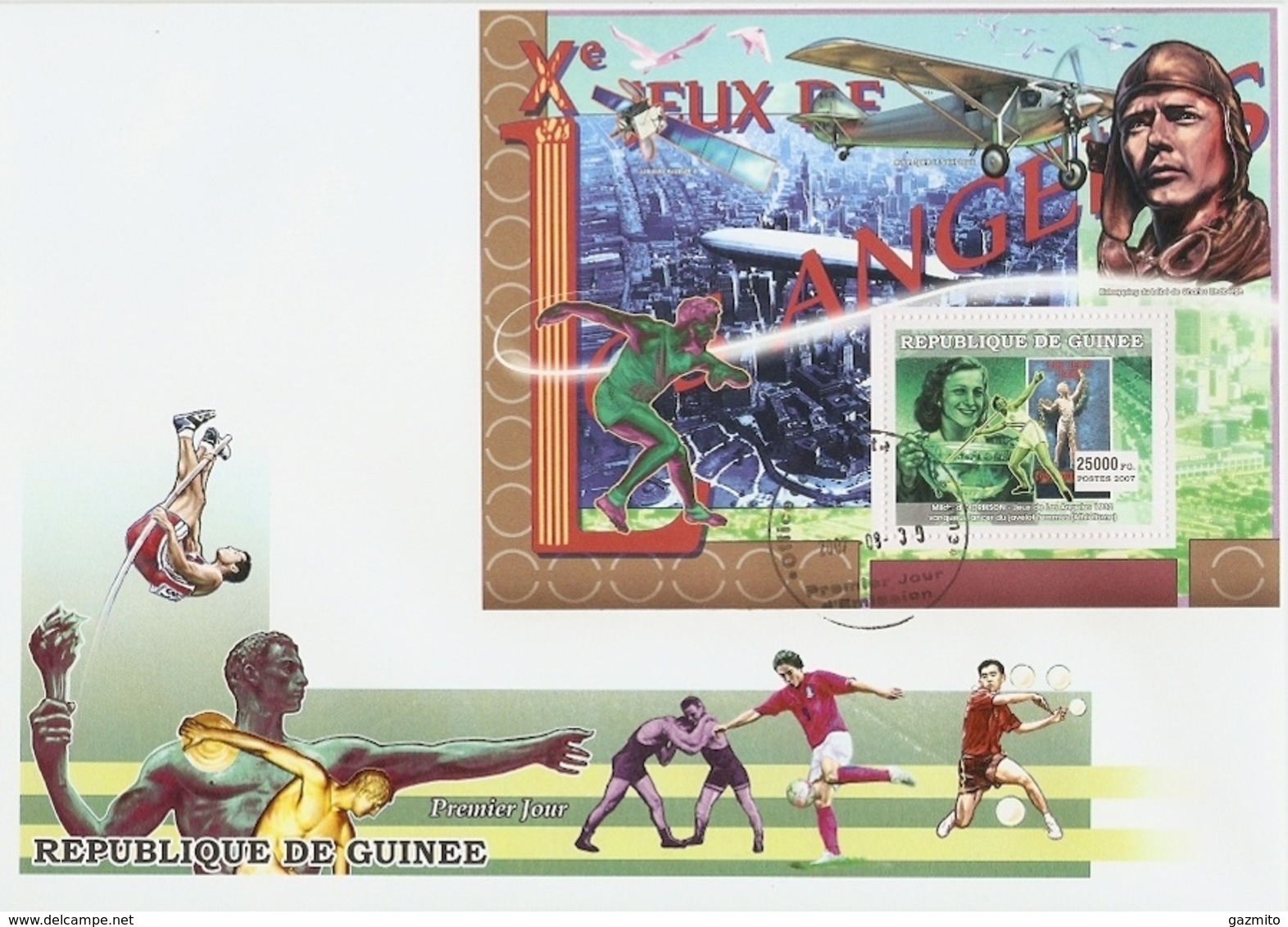 Guinea 2007, Olympic Games 4 In Los Angeles, Zeppelin, Plane, BF In FDC - Zomer 1932: Los Angeles