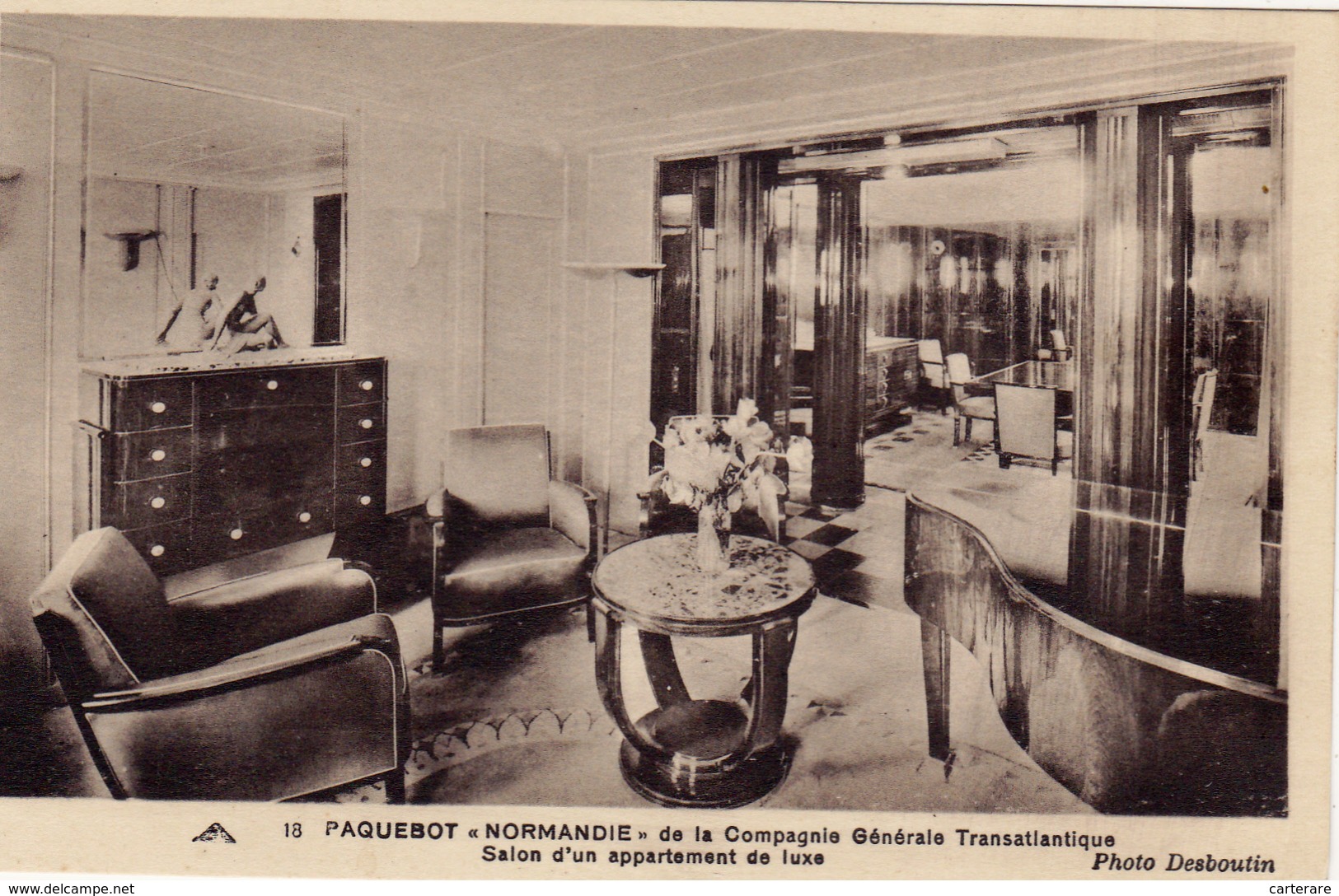 Cpa,PAQUEBOT,NORMANDIE,de La Compagnie Transatlantique,salon D'1 Appartement De Luxe,photo Desboutin,rare - Steamers
