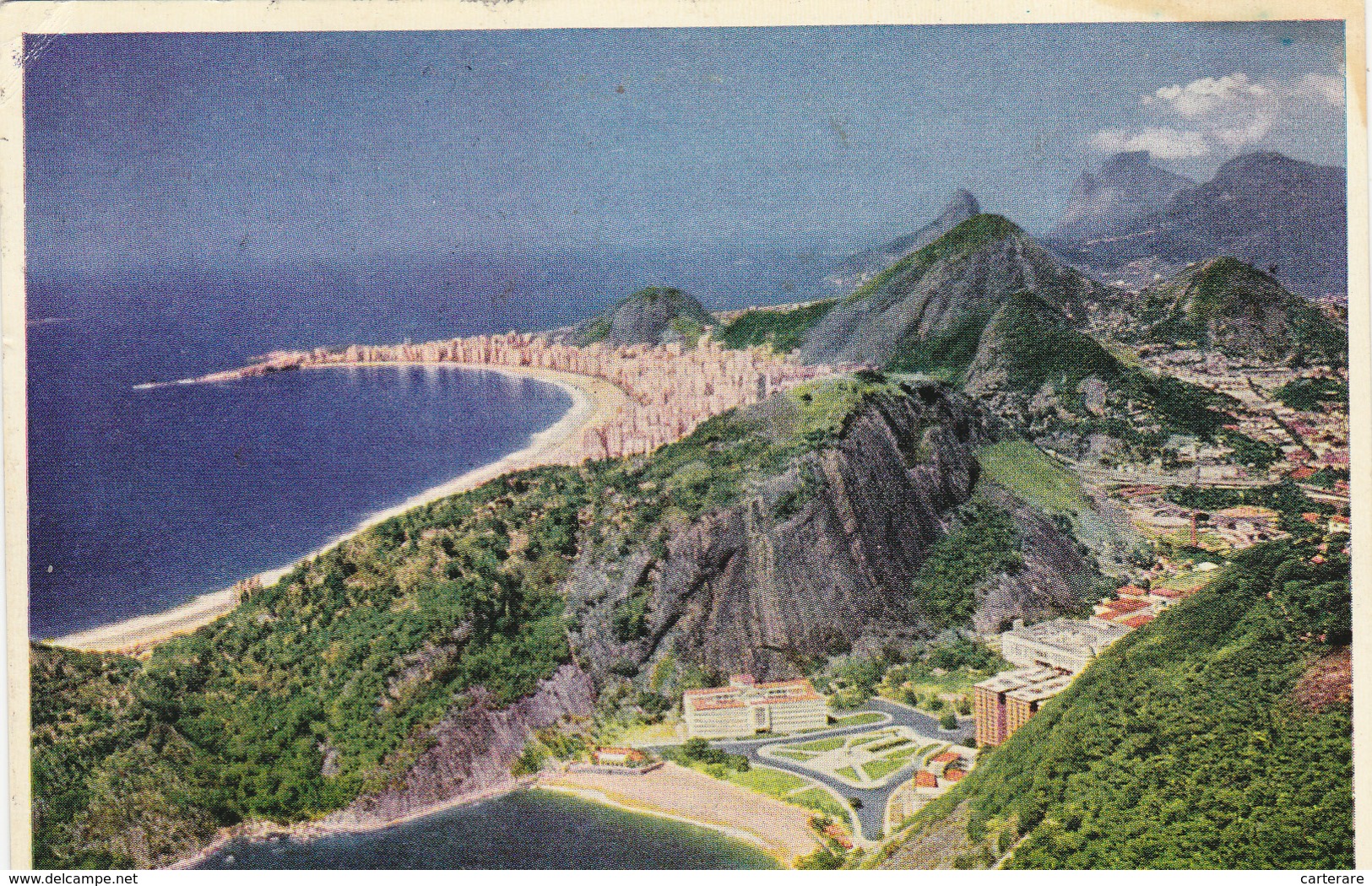 Cpa,BRESIL,BRAZIL,rio De Janeiro,praia Vermelha  E Zona Sul ,avec Timbre 1950,plage,falaise,rare - Rio De Janeiro
